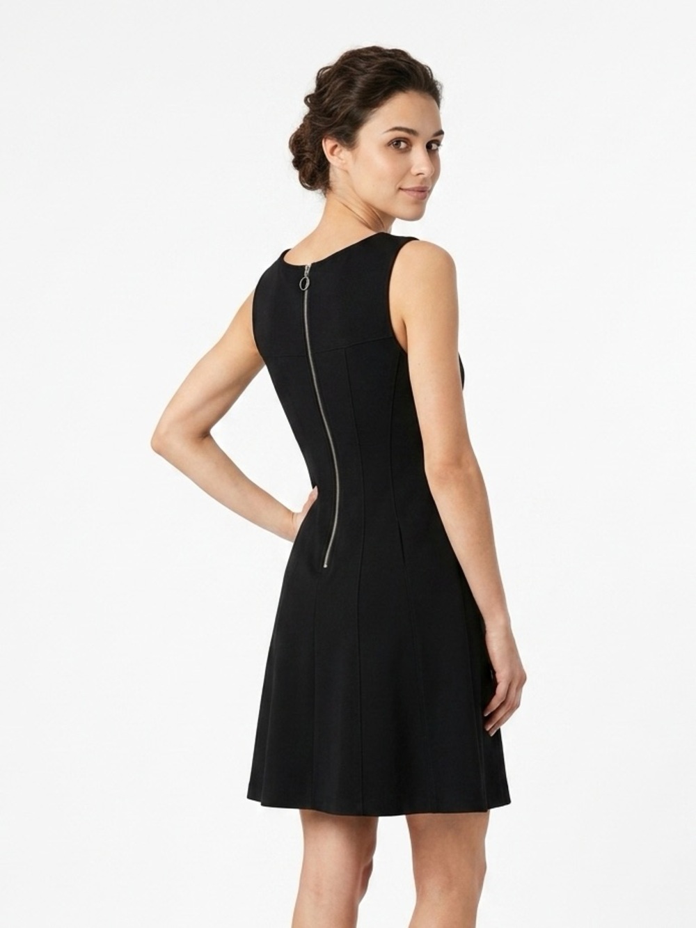 Anthropologie Maeve Black Party‎ Mini Dress Exposed Zipper Medium
